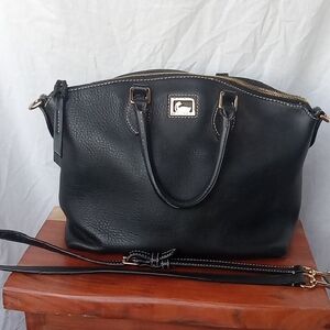 Dooney & Bourke Black Soft Leather Satchel with Gold Hardware